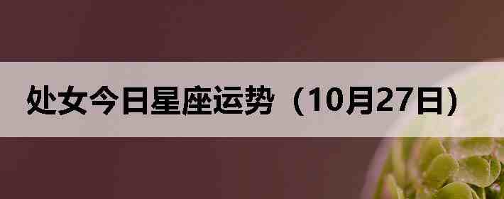 处女今日星座运势(10月27日)