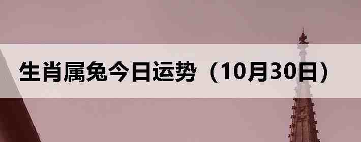 生肖属兔今日运势(10月30日)